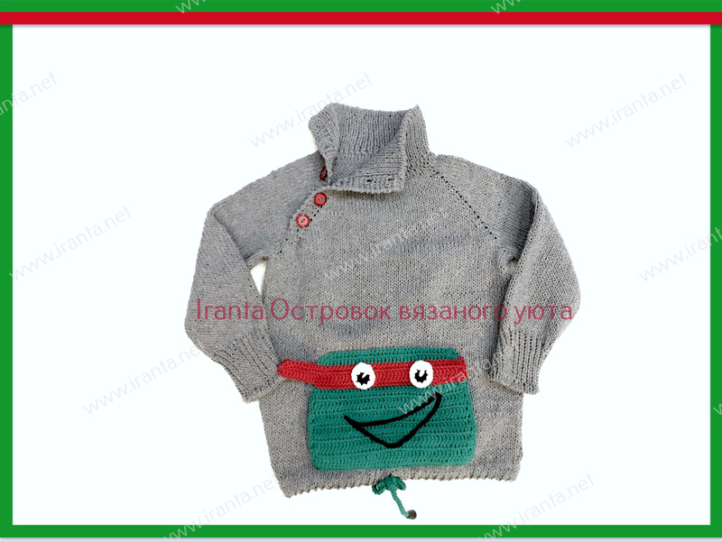 Детский свитер-реглан "Черепашка-ниндзя" в спортивном стиле
