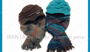 Зимний комплект "Мультитон": шапочка-кубанка и два шарфа